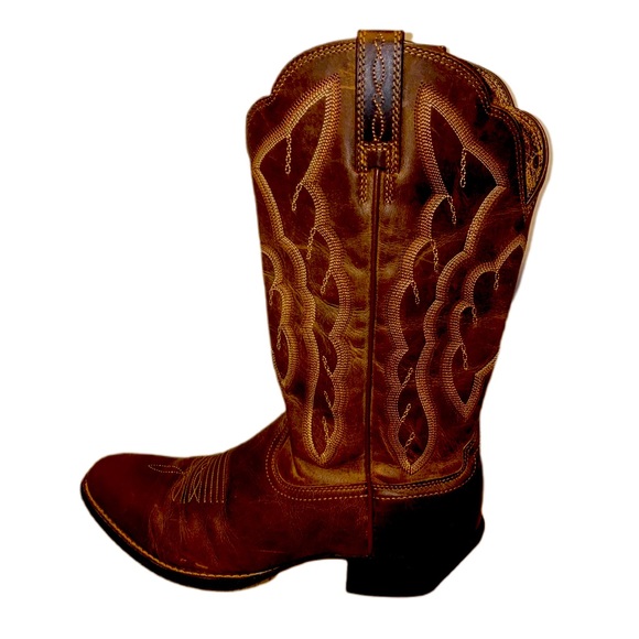 Ariat Womens Size 7B Heritage RToe Cowboy Western Boot Distressed Brown 10020289 - Picture 2 of 8